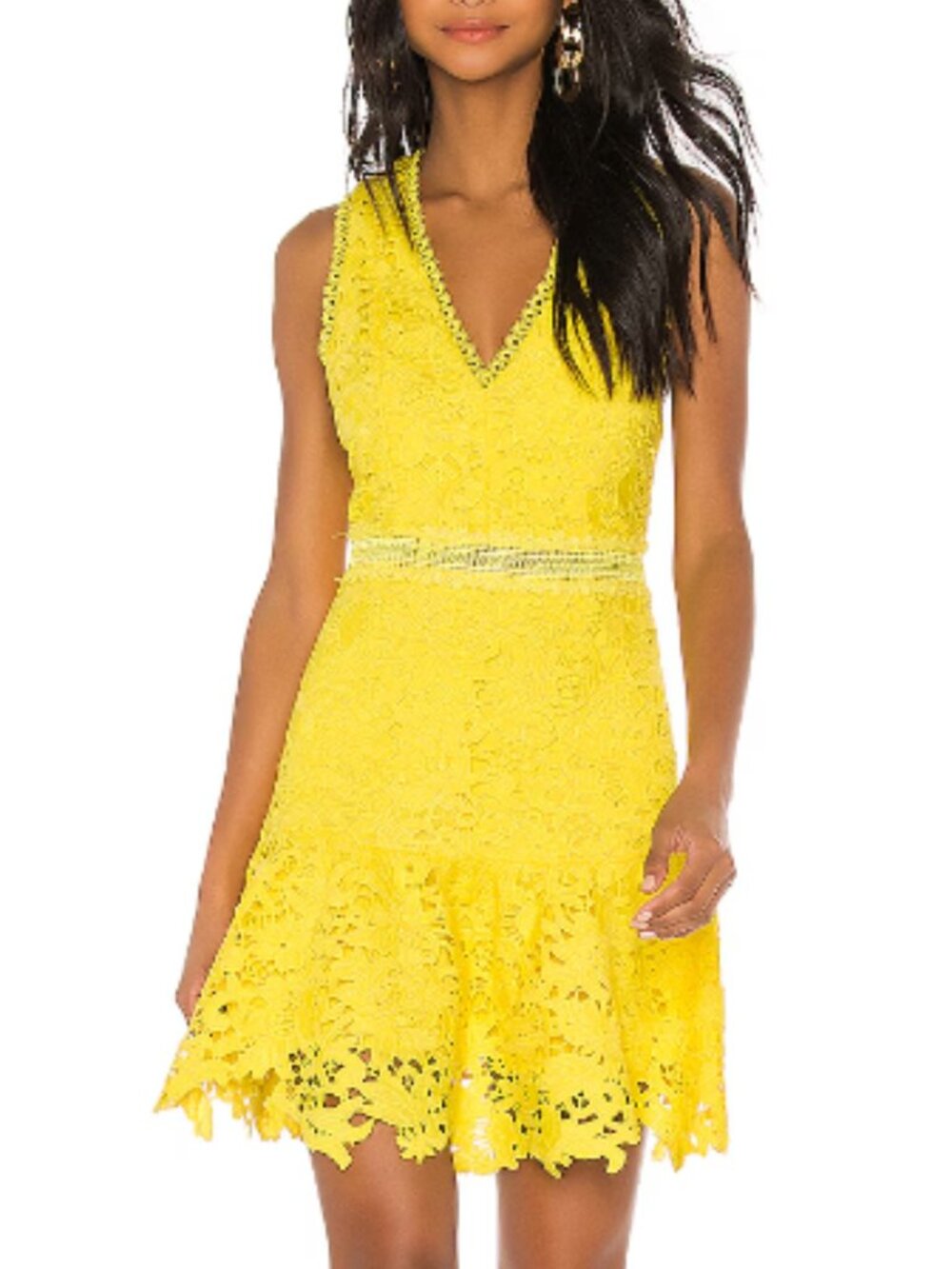 ✨NWT Alice + Olivia "Marleen" Sun Yellow Guipure Lace Fit & Flare Dress Size 12✨